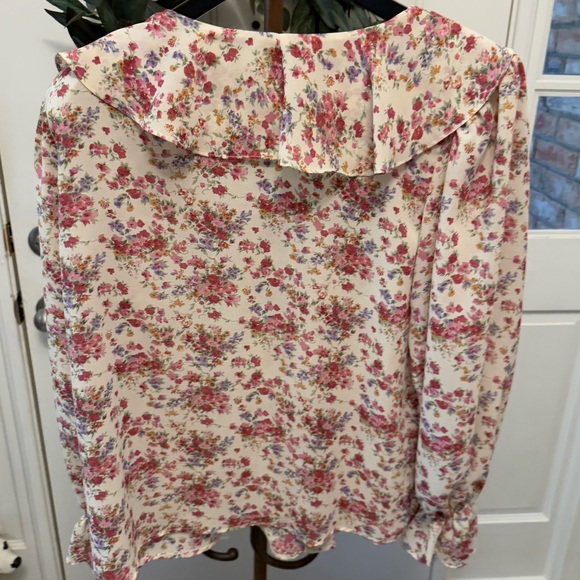 Vintage Notches Coquette Cottagecore Ruffle Button Down Shirt LS L - Picture 2 of 7